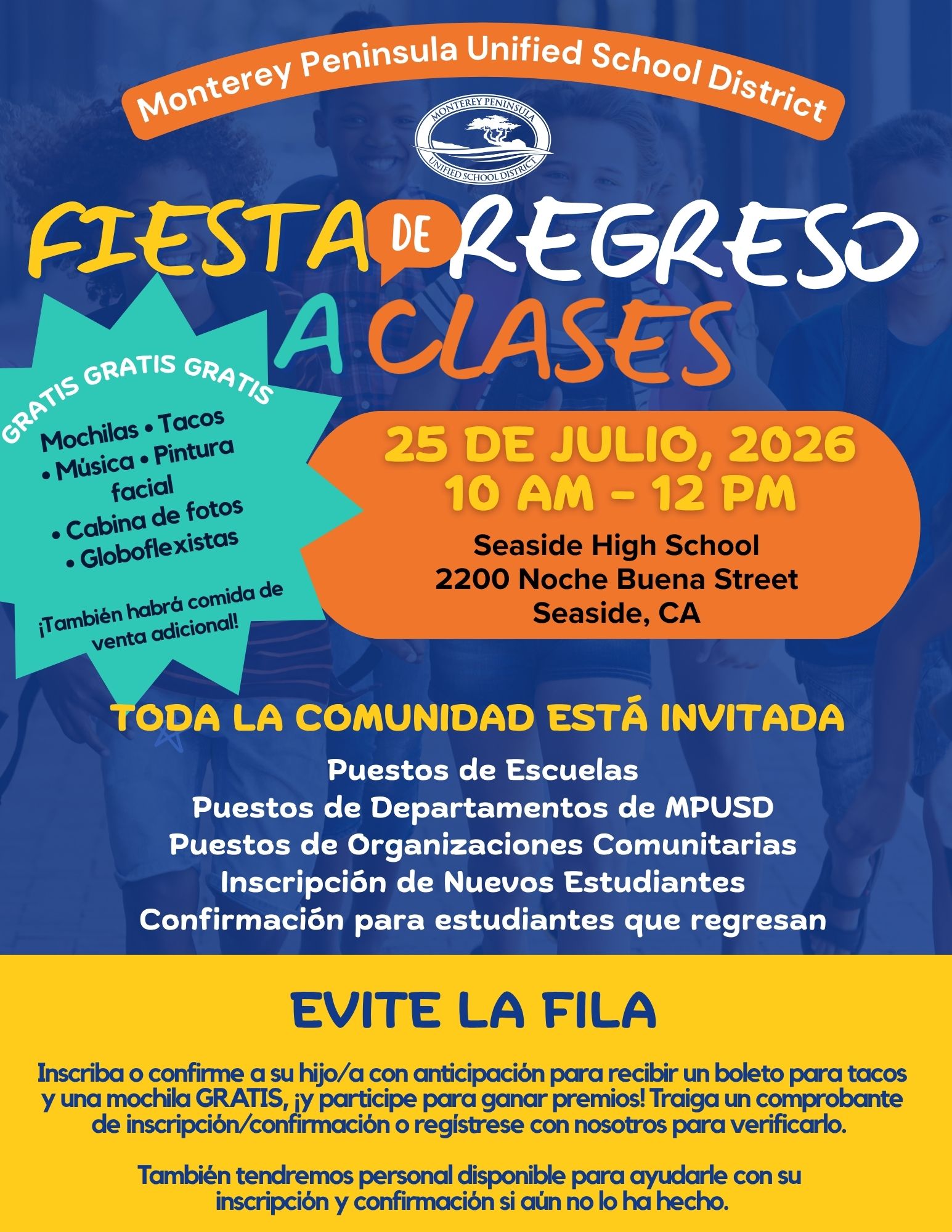 MPUSD's Back to School Bash on July 25, 2026 from 10 am to 12 noon